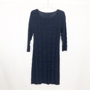 Alice + Olivia Merino Wool Sweater Dress, Size Small, Blue Black Squares